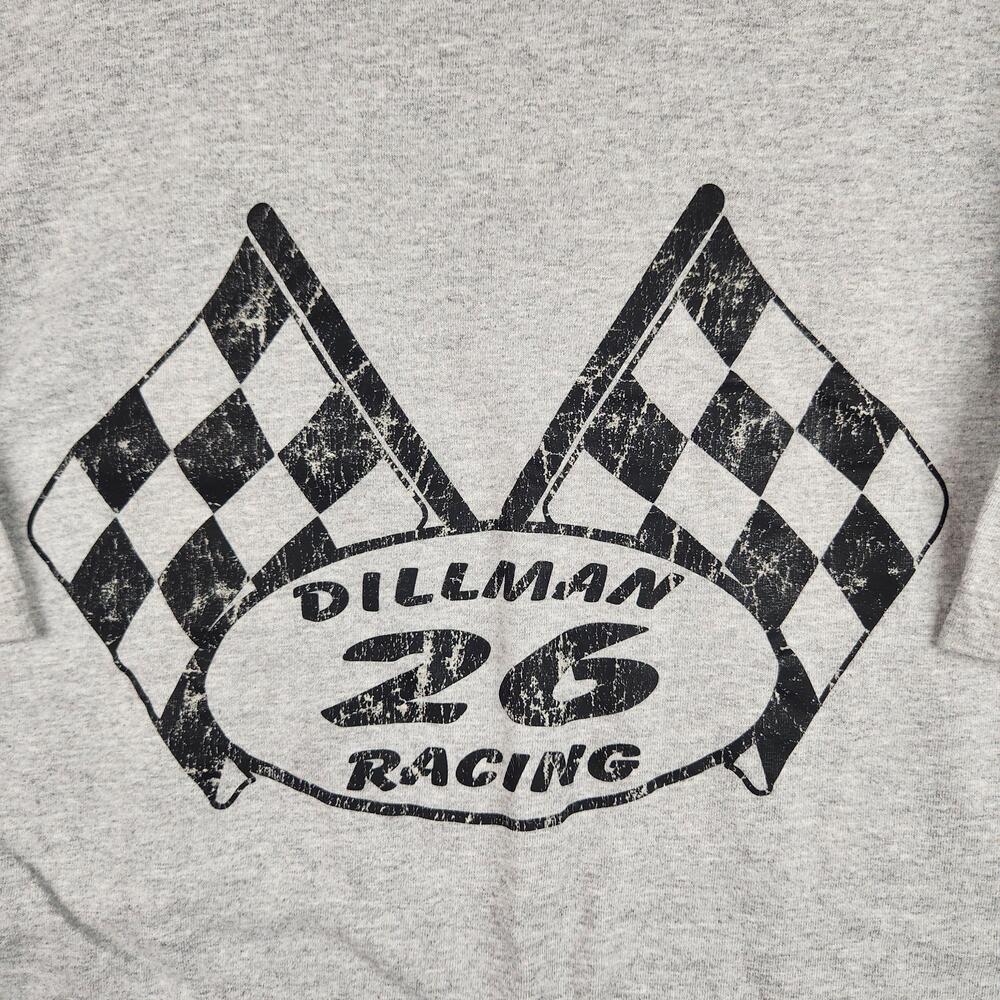 Dillman Racing 26 Shirt Mens Large Gray Graphic Logo Pocket Checkered Flag Race